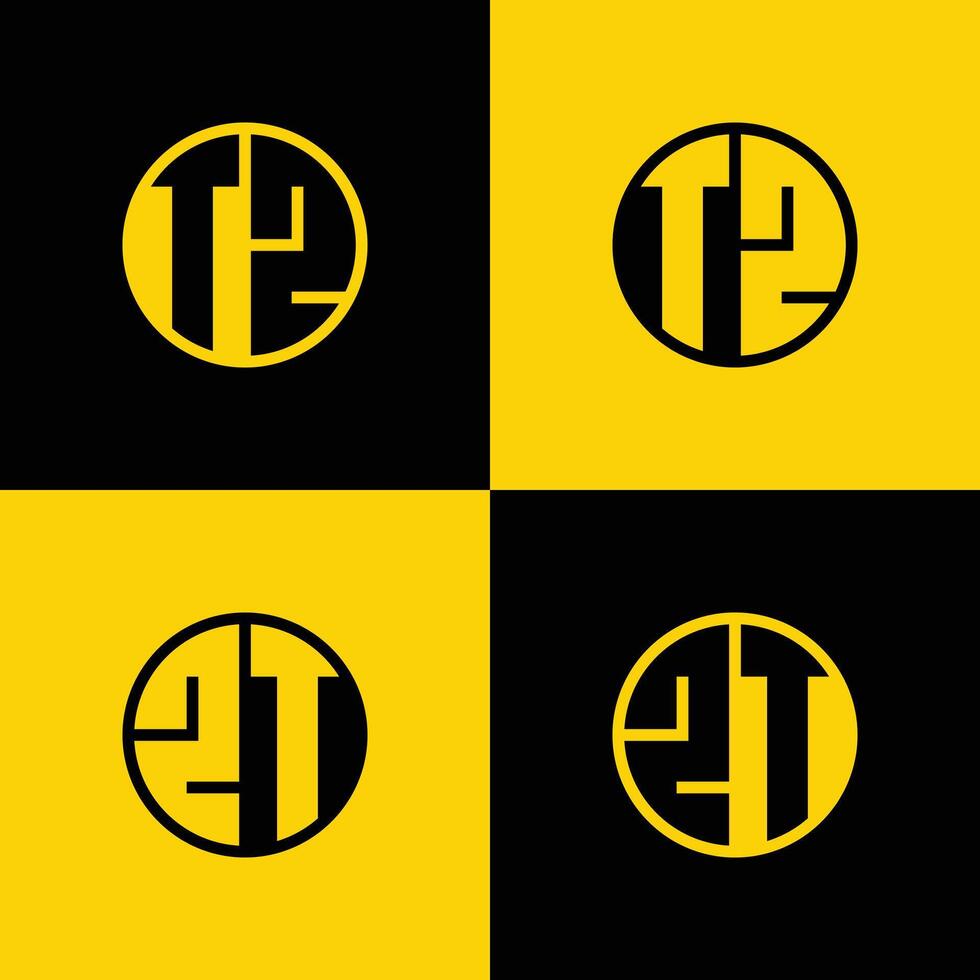 semplice tz e zt lettere cerchio logo impostare, adatto per attività commerciale con tz e zt iniziali vettore