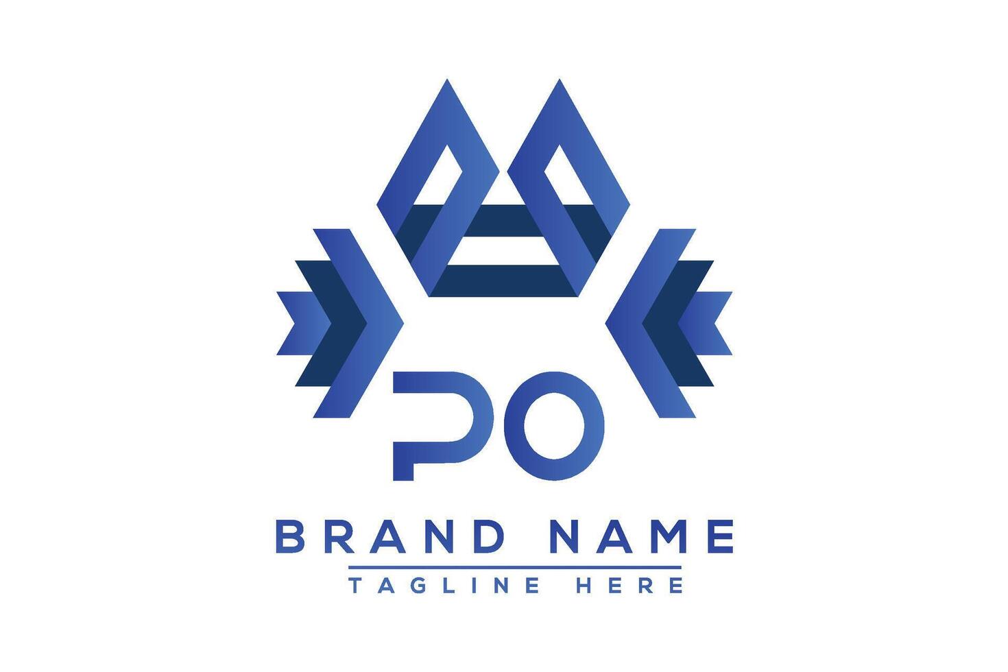 lettera Po blu logo design. vettore logo design per attività commerciale.
