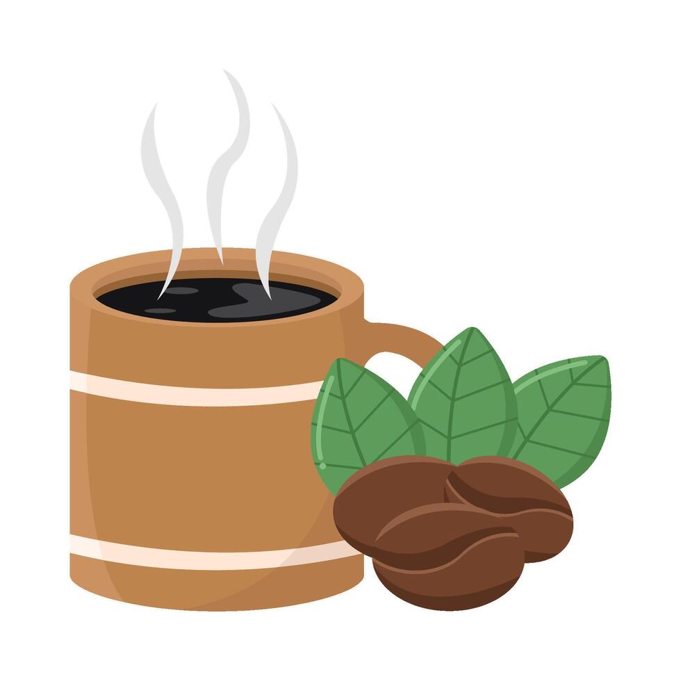 bicchiere caffè bevanda con caffè fagioli illustrazione vettore