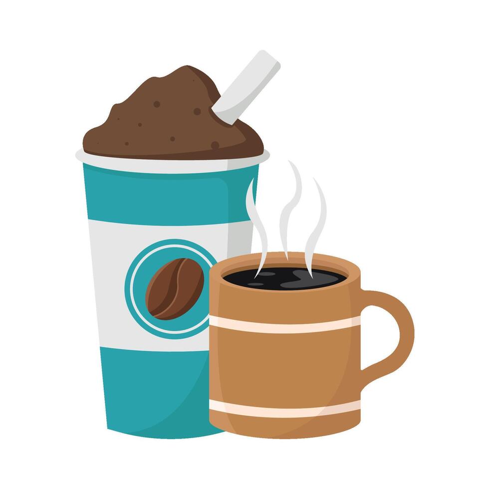 tazza ghiaccio caffè bevanda con bicchiere caffè bevanda illustrazione vettore