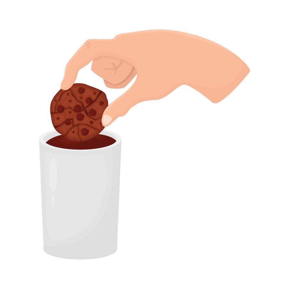 illustrazione di caldo cioccolato e biscotti vettore