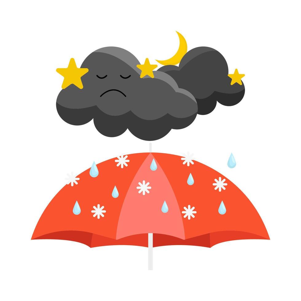 notte pioggia con ombrello illustrazione vettore