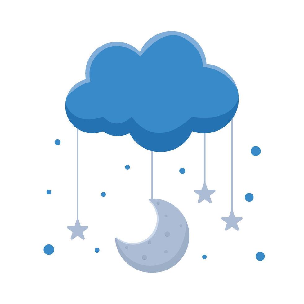 Luna con stella nel nube illustrazione vettore