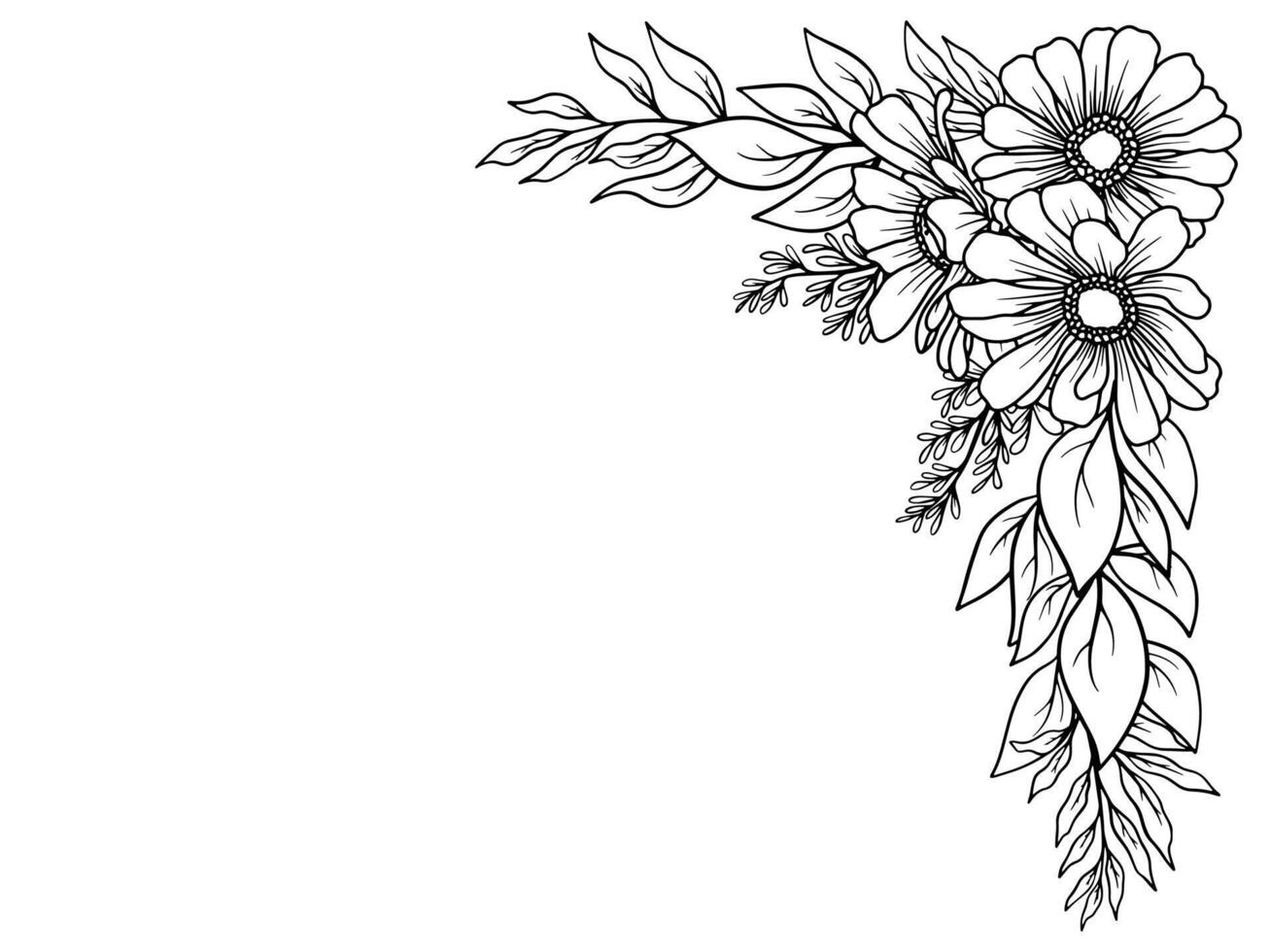 fiori e le foglie confine illustrazione vettore