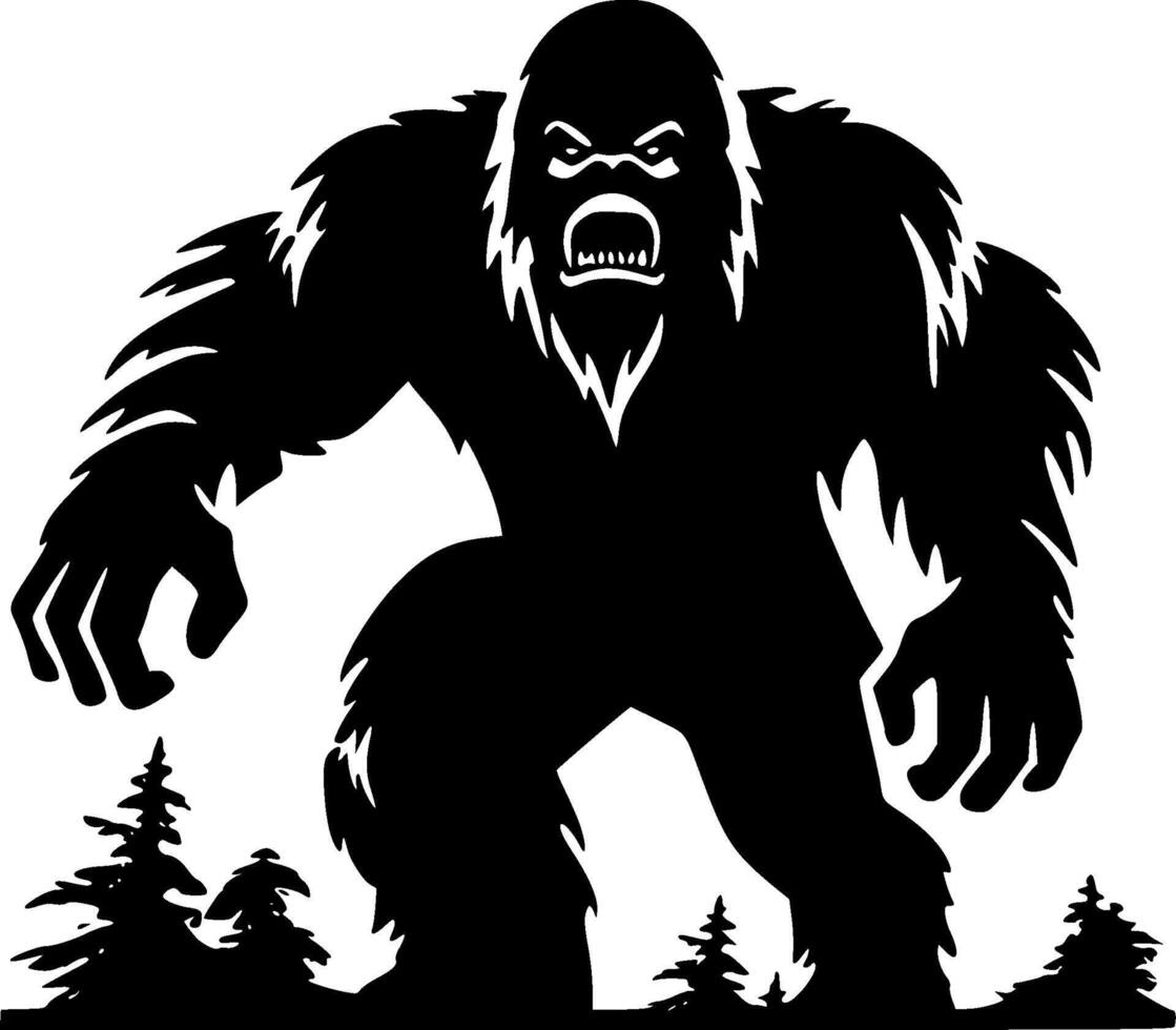 bigfoot - nero e bianca isolato icona - vettore illustrazione