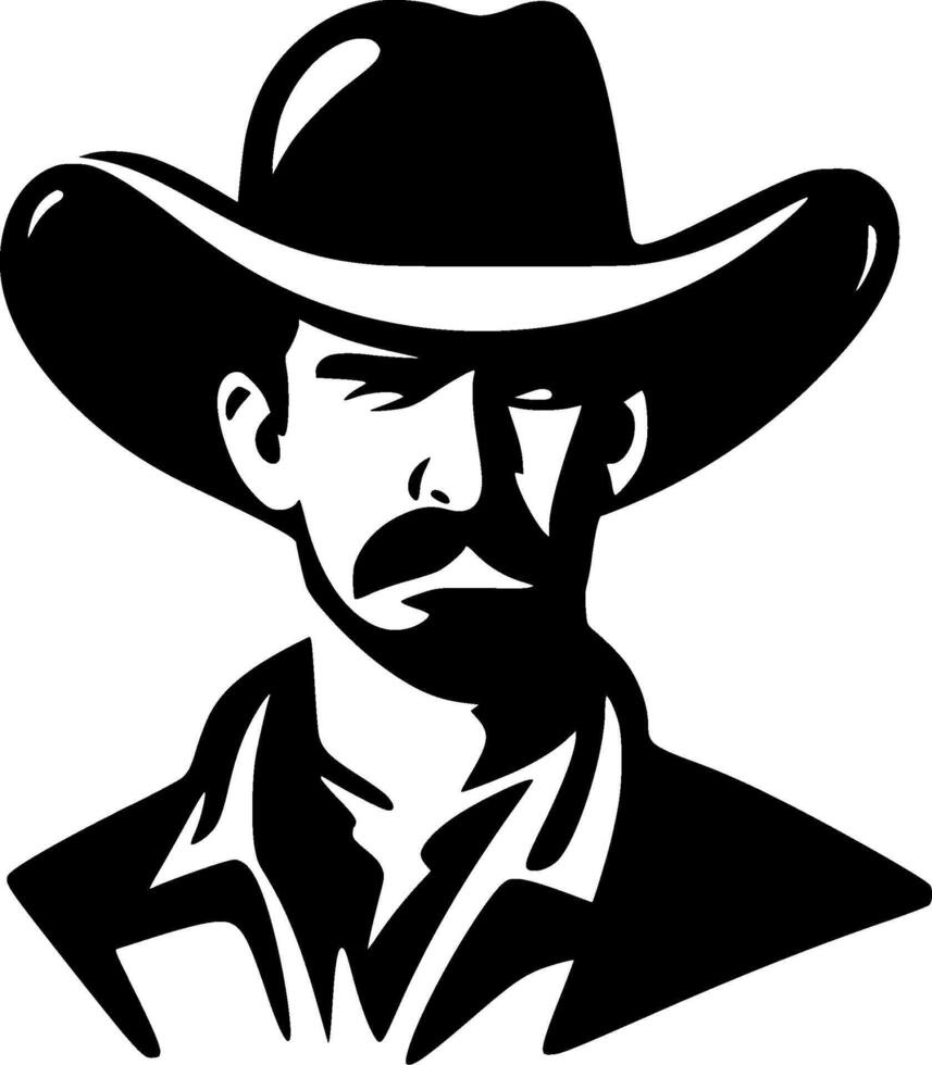 cowboy - nero e bianca isolato icona - vettore illustrazione
