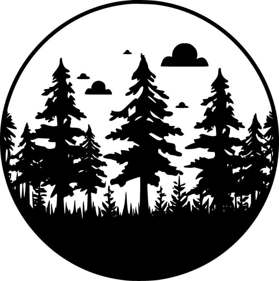 foresta, minimalista e semplice silhouette - vettore illustrazione