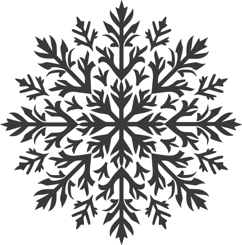 ai generato silhouette mandala fiore fiocco di neve sagomato nero colore solo vettore