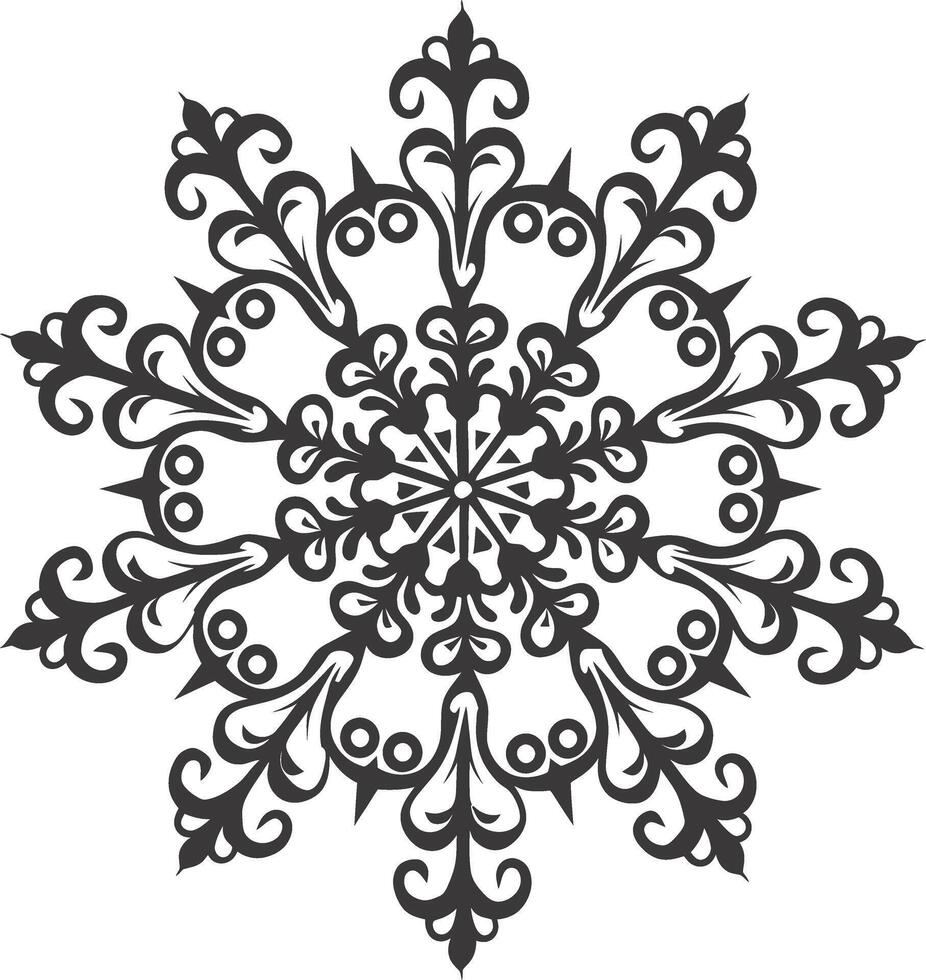 ai generato silhouette mandala fiore fiocco di neve sagomato nero colore solo vettore