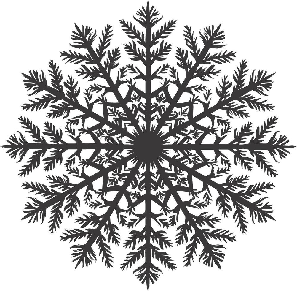 ai generato silhouette mandala fiore fiocco di neve sagomato nero colore solo vettore