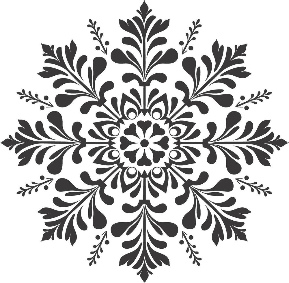 ai generato silhouette mandala fiore fiocco di neve sagomato nero colore solo vettore