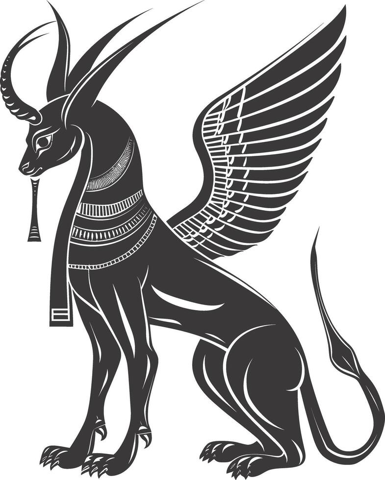ai generato silhouette spinx il Egitto mitico creatura nero colore solo pieno corpo vettore