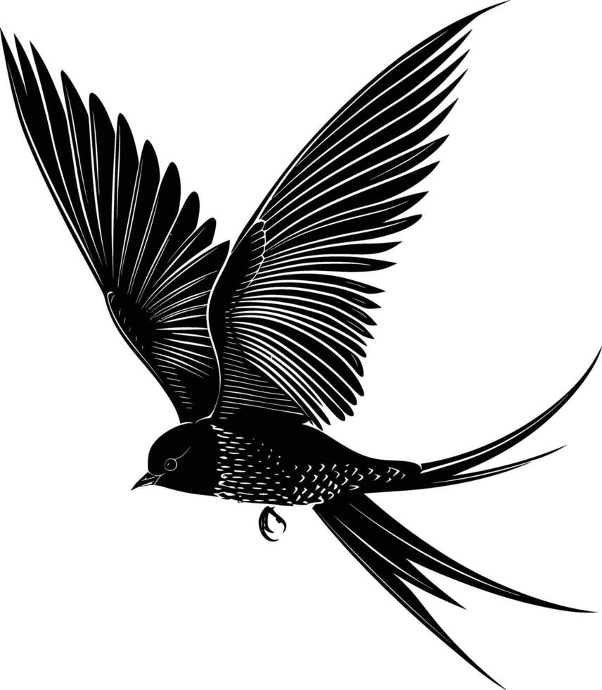 ai generato silhouette ingoiare uccello scuoiamento nero colore solo pieno corpo vettore