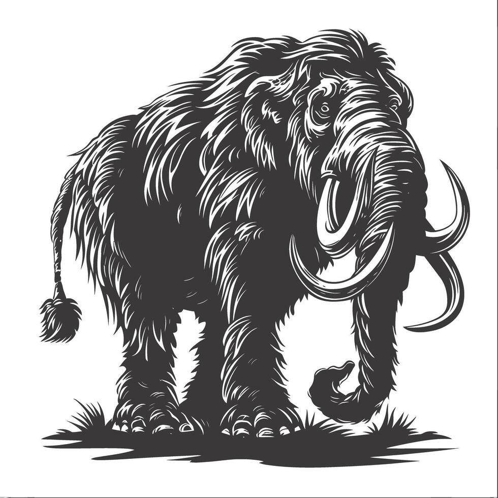 ai generato silhouette mammut il antico mitico preistorico creature nero colore solo vettore
