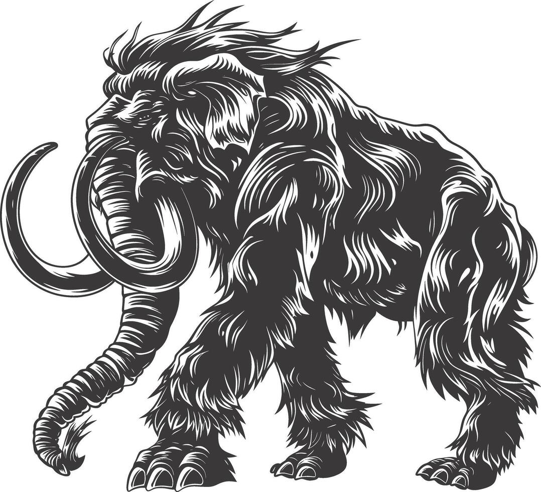 ai generato silhouette mammut il antico mitico preistorico creature nero colore solo vettore