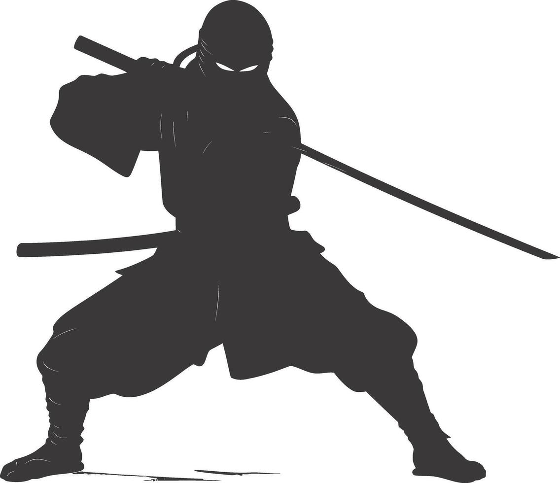 ai generato silhouette ninja guerriero nero colore solo pieno corpo vettore