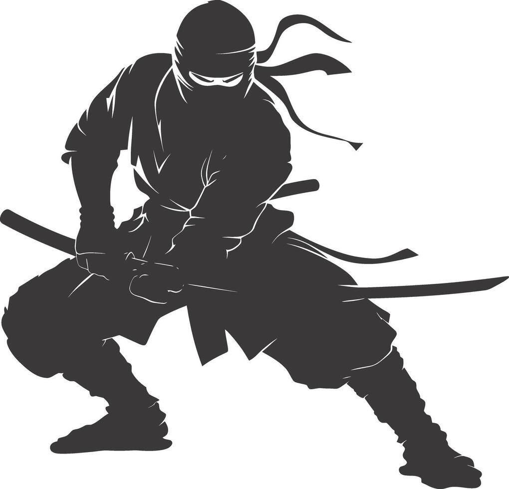 ai generato silhouette ninja guerriero nero colore solo pieno corpo vettore