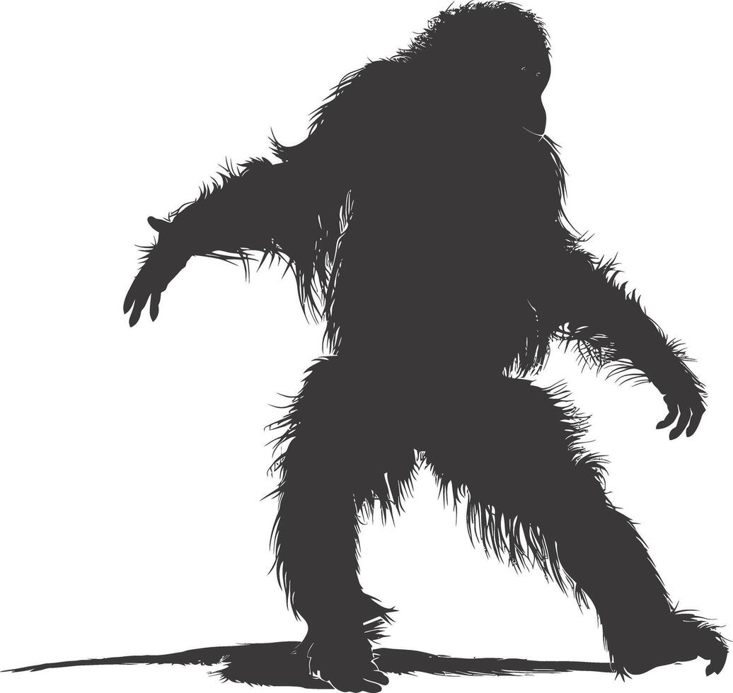 ai generato silhouette orang utan animale pieno corpo nero colore solo vettore