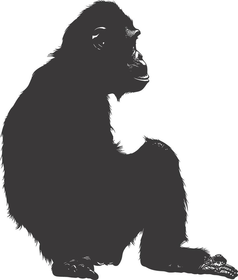 ai generato silhouette orang utan animale pieno corpo nero colore solo vettore