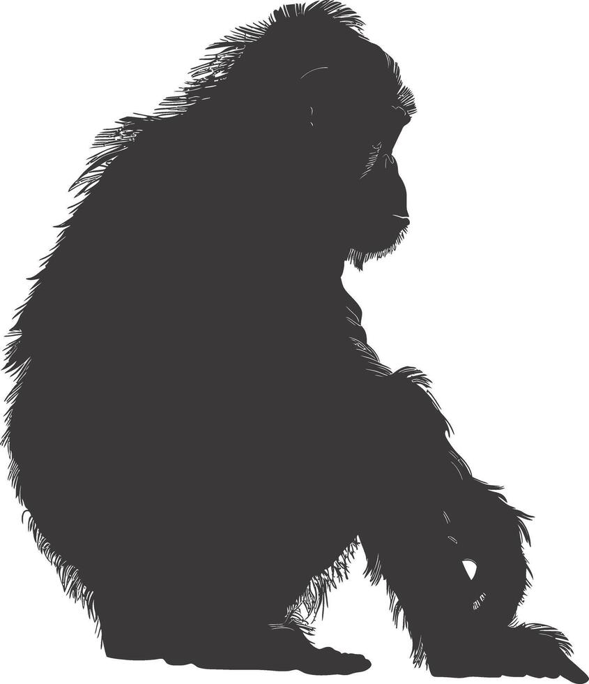 ai generato silhouette orang utan animale pieno corpo nero colore solo vettore