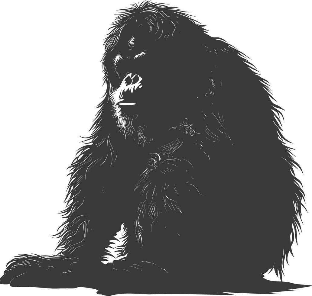 ai generato silhouette orang utan animale pieno corpo nero colore solo vettore