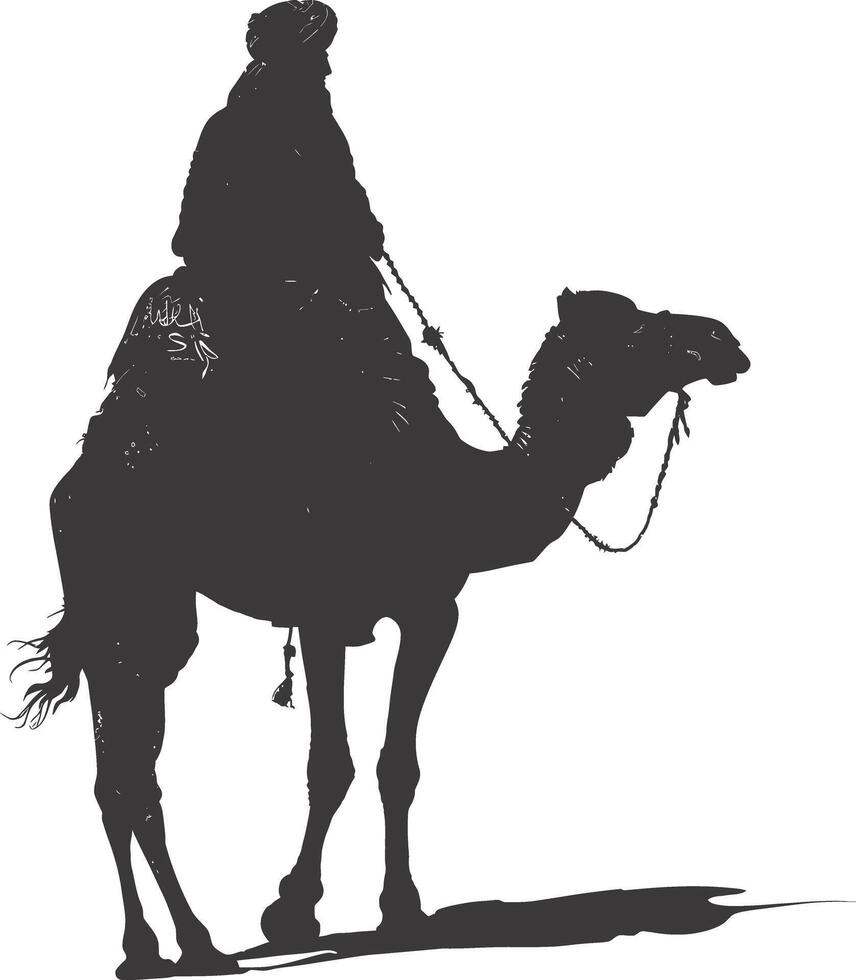 ai generato silhouette di un arabo persona indossare un' turbante nero colore solo vettore