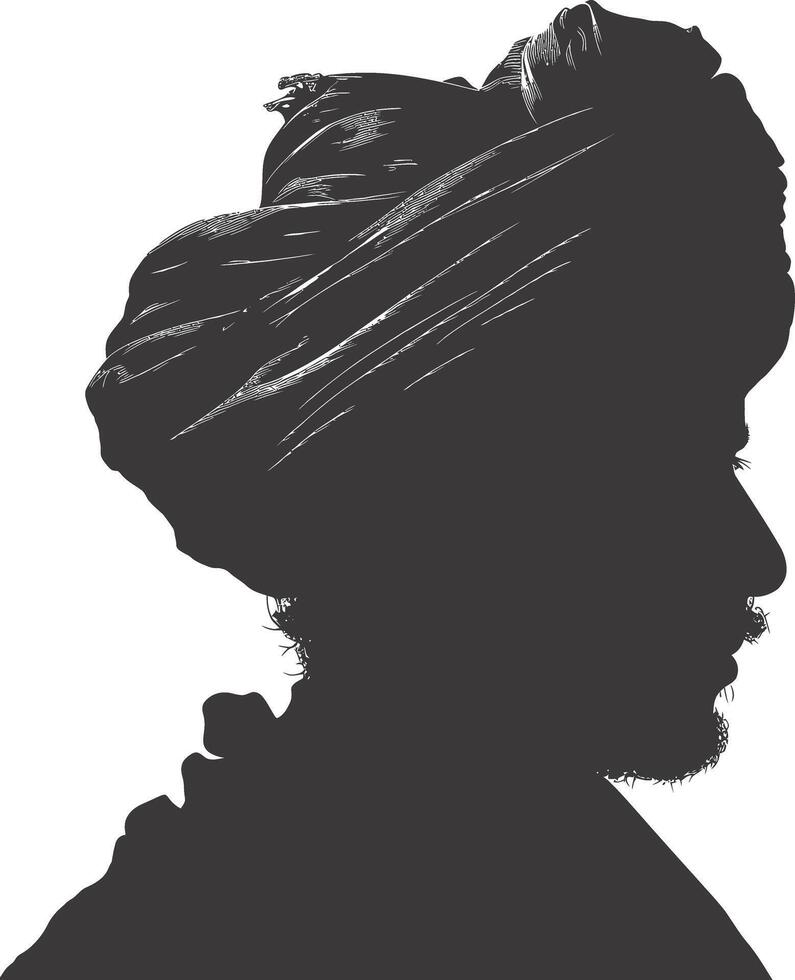 ai generato silhouette di un arabo persona indossare un' turbante nero colore solo vettore