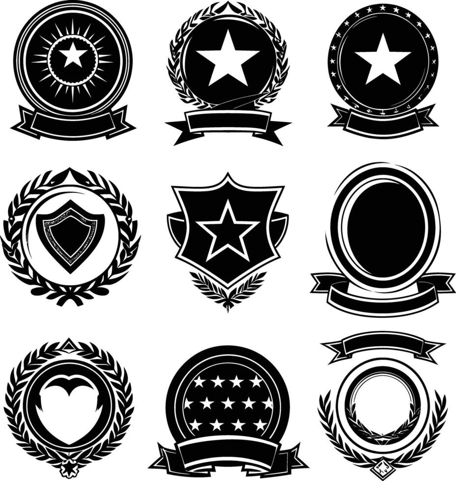 ai generato silhouette Vintage ▾ retrò badge e medaglia elemento nero colore solo vettore