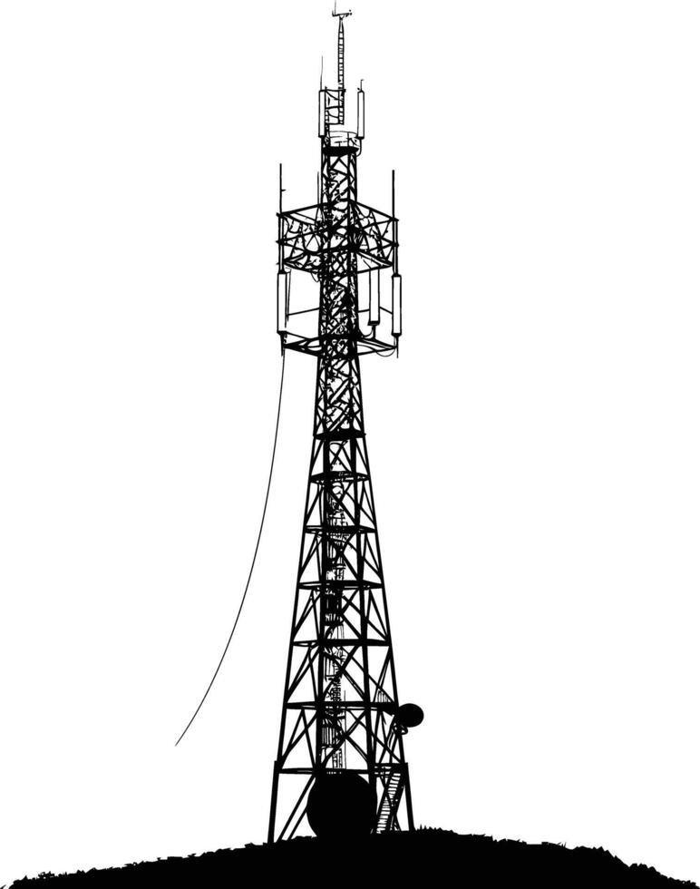 ai generato silhouette telecomunicazione Torre nero colore solo vettore