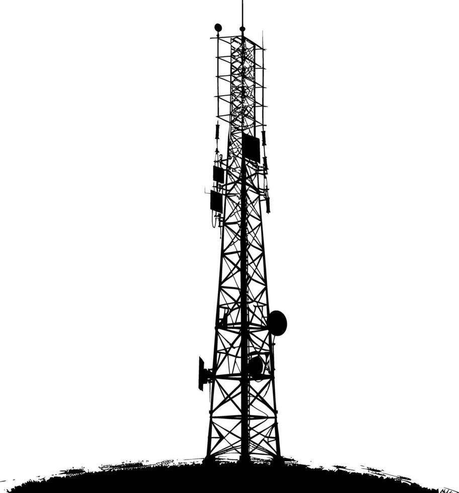 ai generato silhouette telecomunicazione Torre nero colore solo vettore