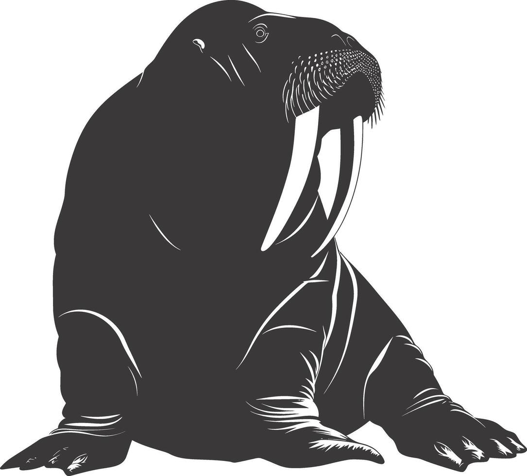 ai generato silhouette tricheco animale nero colore solo pieno corpo vettore