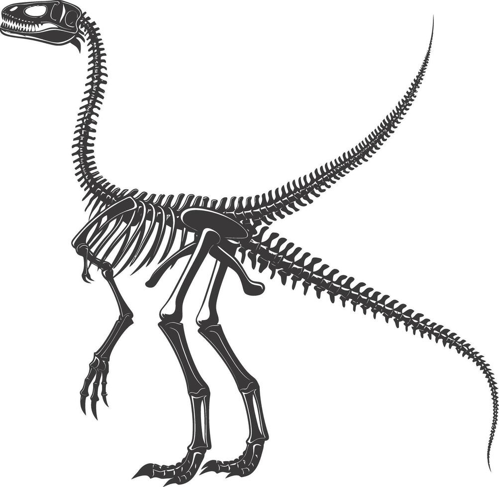 ai generato silhouette dinosauro scheletro nero colore solo vettore