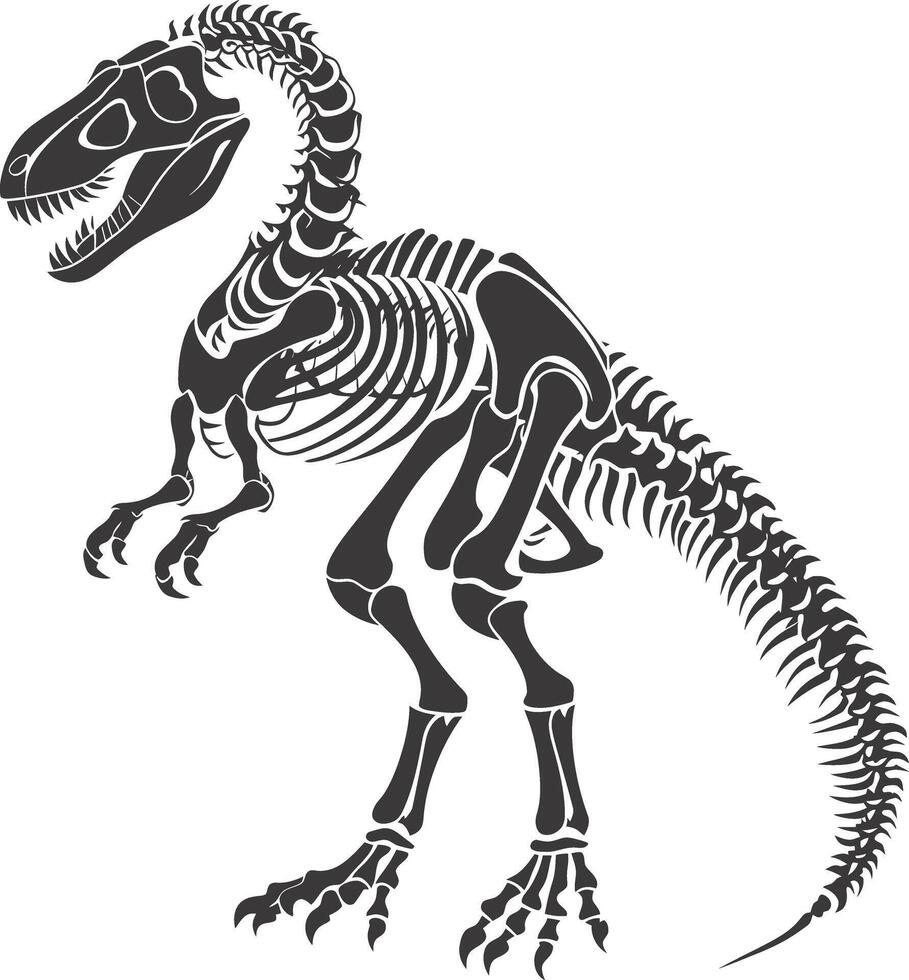 ai generato silhouette dinosauro scheletro nero colore solo vettore