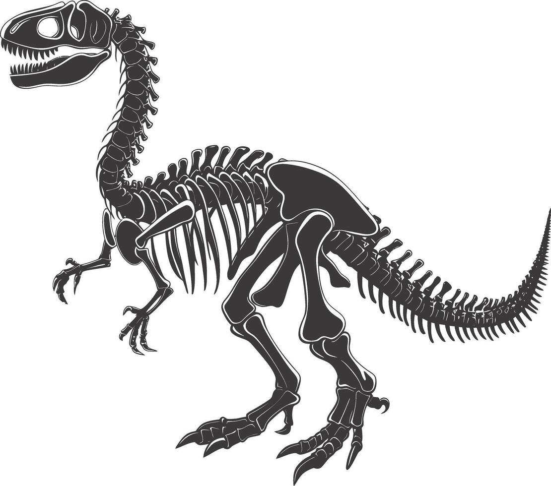 ai generato silhouette dinosauro scheletro nero colore solo vettore