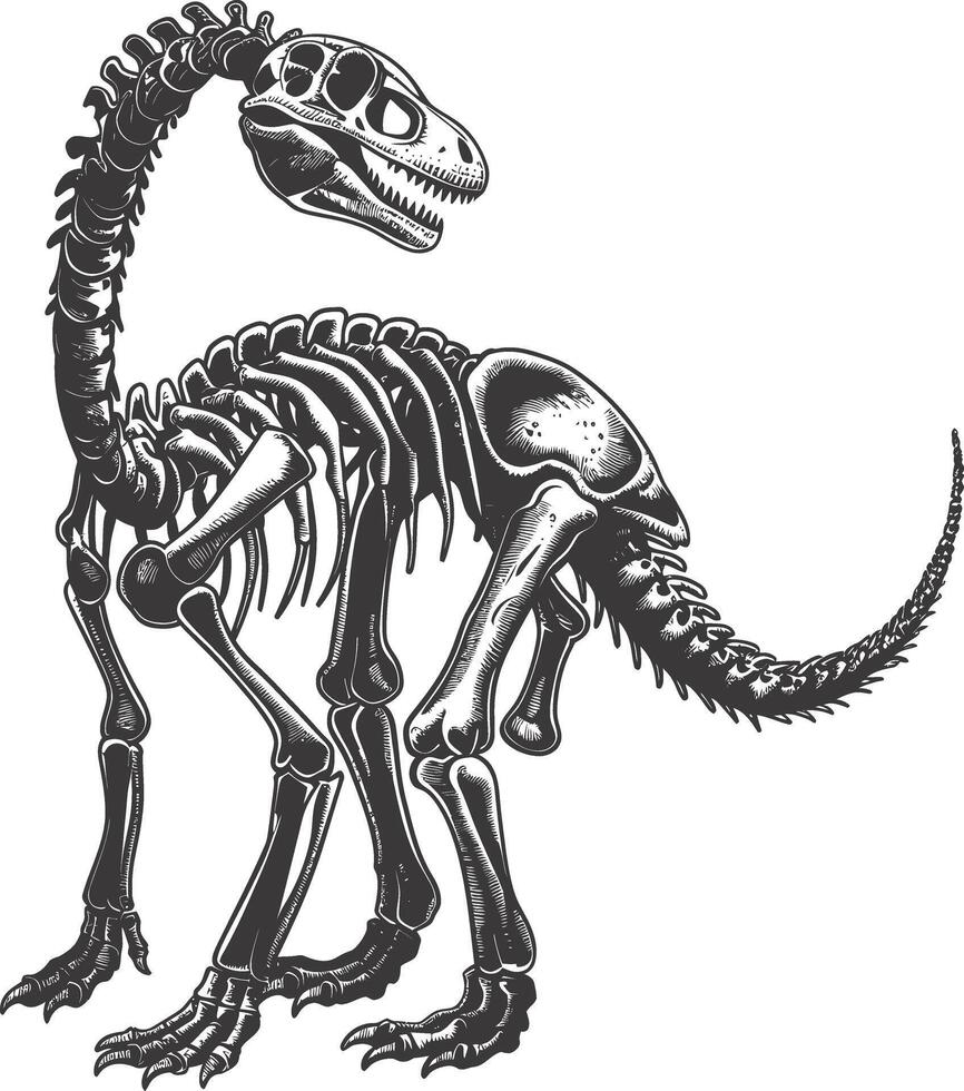 ai generato silhouette dinosauro scheletro nero colore solo vettore