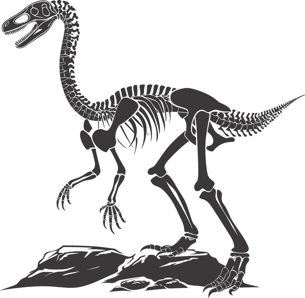 ai generato silhouette dinosauro scheletro nero colore solo vettore