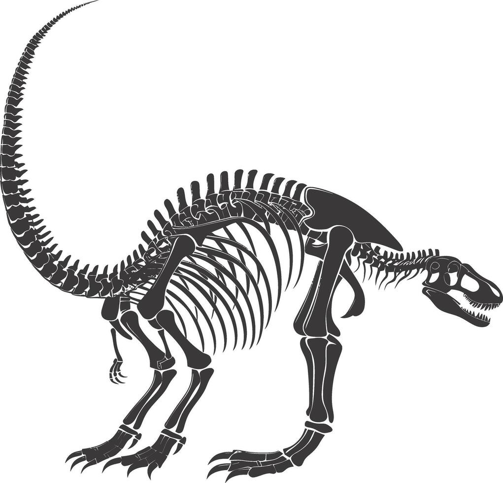 ai generato silhouette dinosauro scheletro nero colore solo vettore