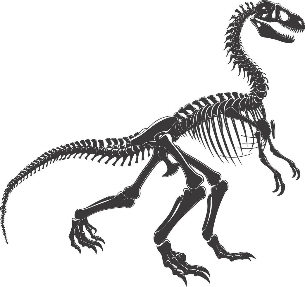 ai generato silhouette dinosauro scheletro nero colore solo vettore