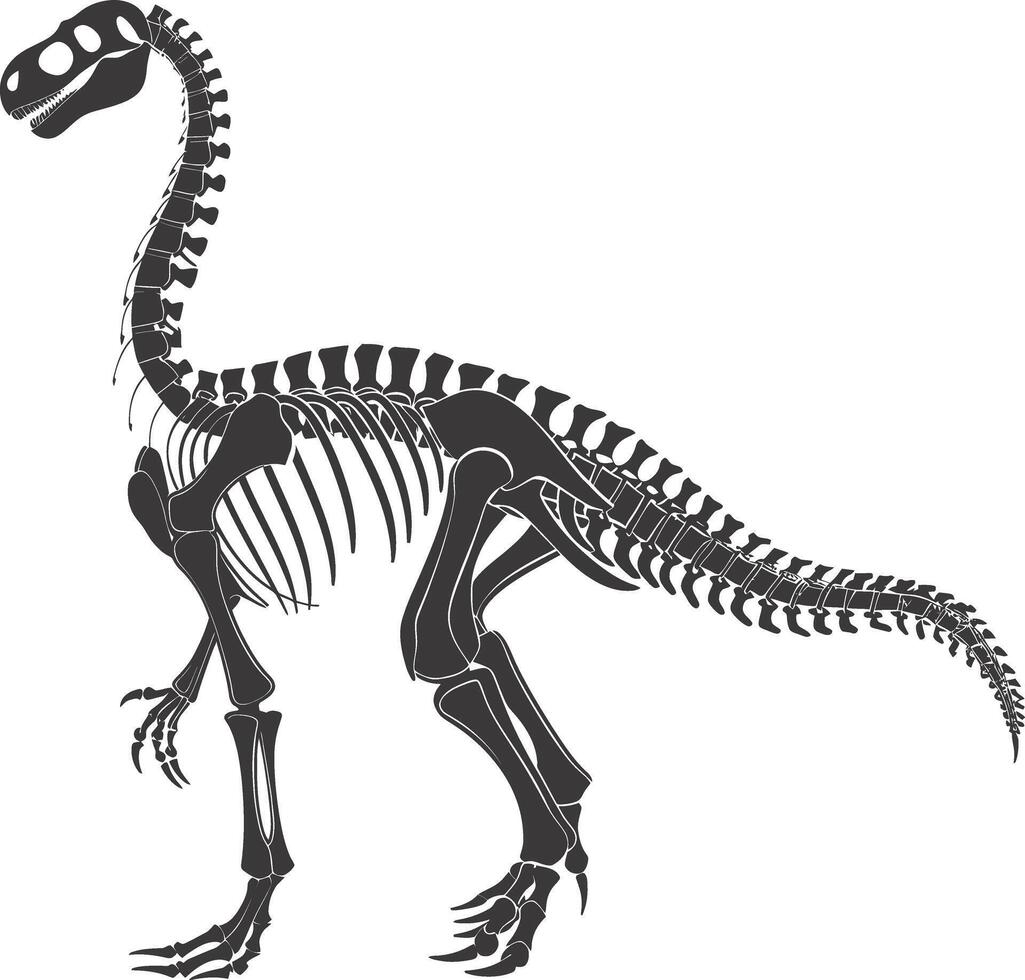 ai generato silhouette dinosauro scheletro nero colore solo vettore