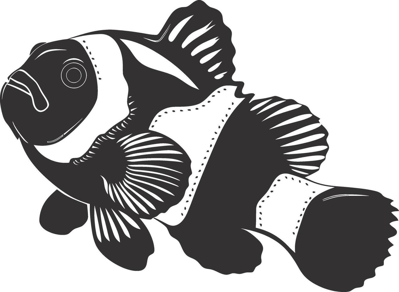 ai generato silhouette pesce pagliaccio nero colore solo pieno corpo vettore