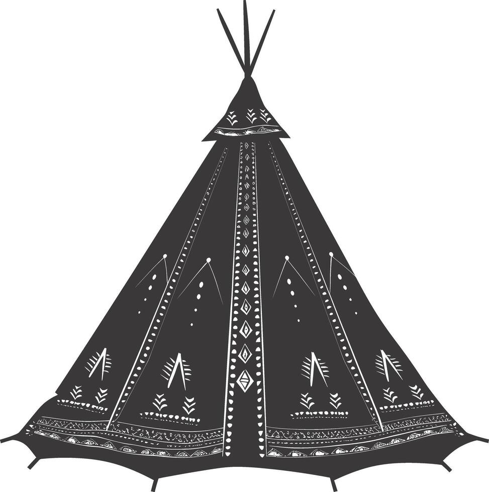 ai generato silhouette indiano tribale tenda nero colore solo pieno vettore