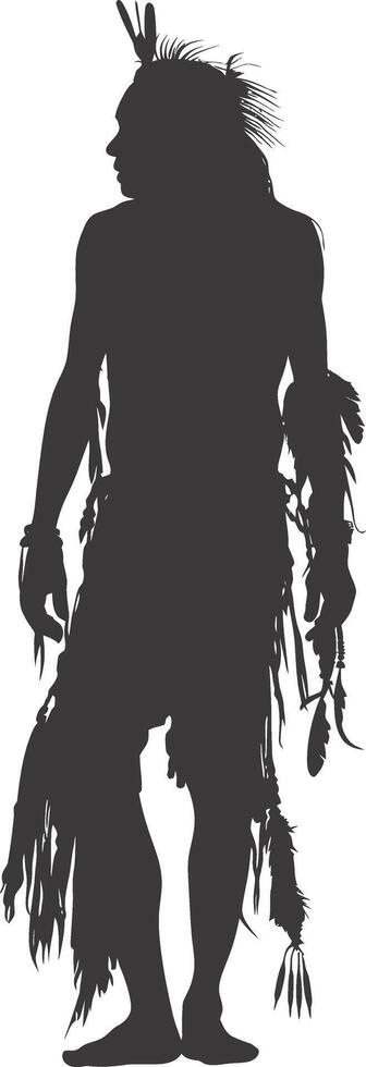 ai generato silhouette nativo americano uomo nero colore solo pieno vettore