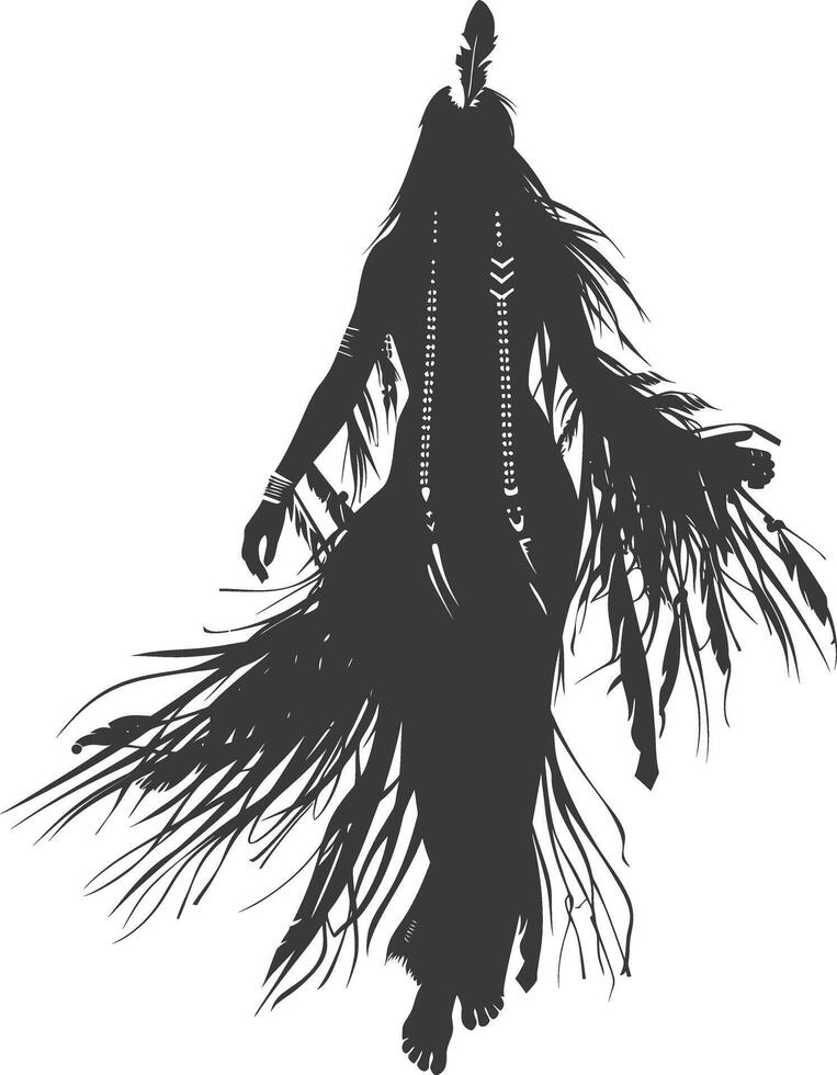 ai generato silhouette nativo americano donna nero colore solo pieno corpo vettore