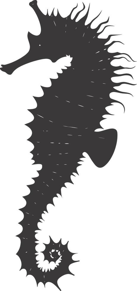 ai generato silhouette cavalluccio marino animale nero colore solo pieno corpo vettore
