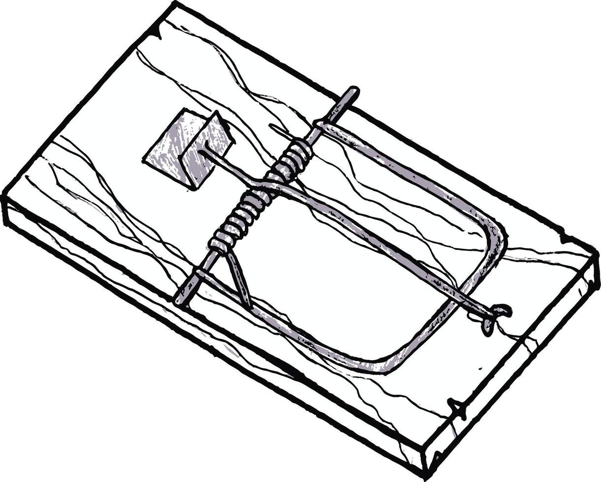 nero e bianca topo trappola illustrazione vettore