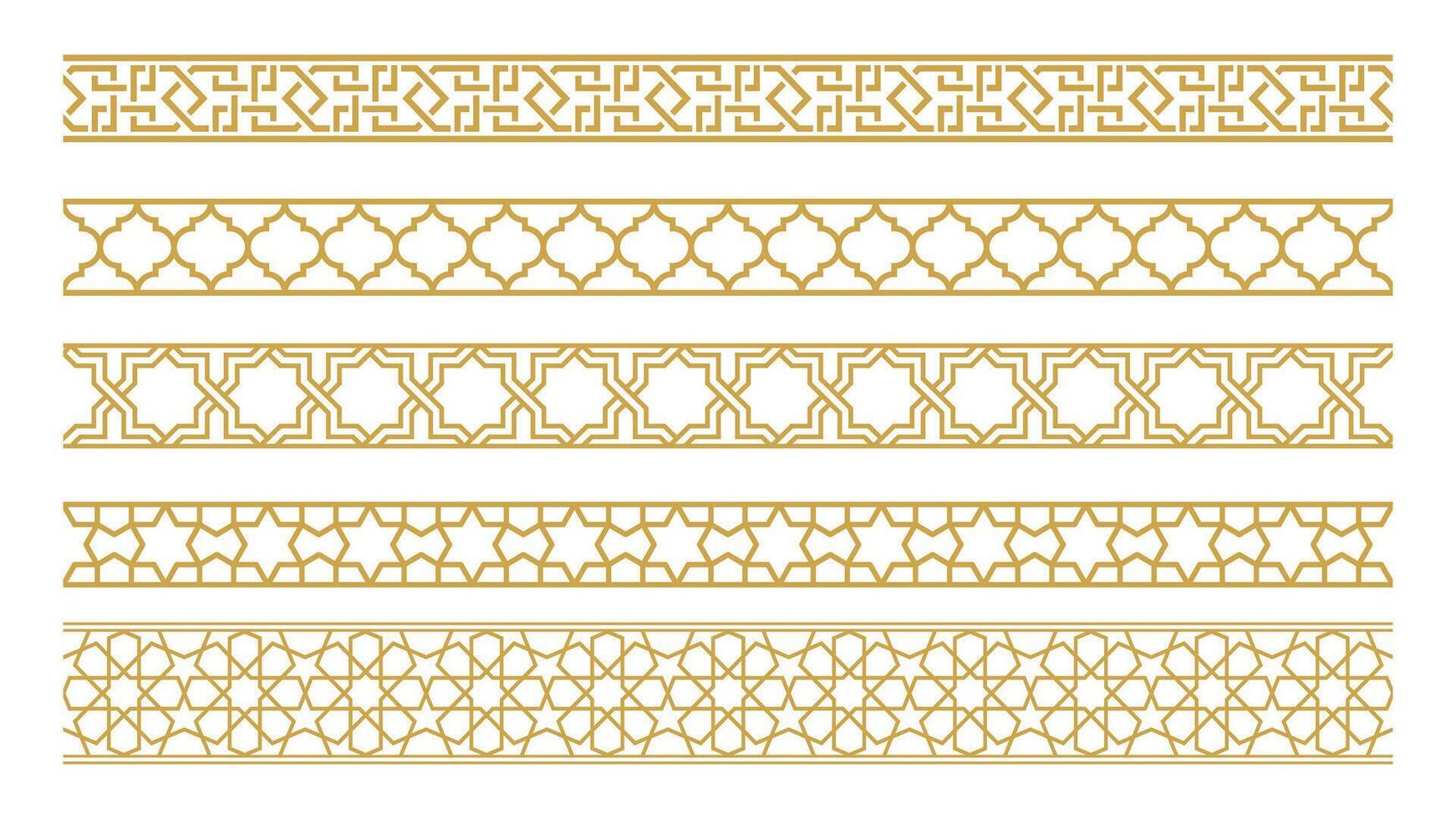 collezione di decorativo montatura e senza soluzione di continuità frontiere. islamico orientale stile vettore