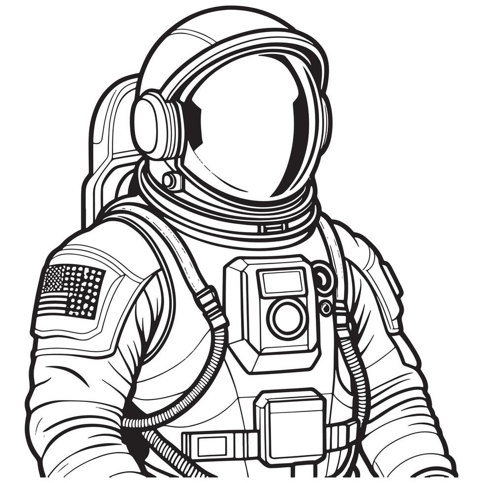 astronauta schema colorazione pagina illustrazione per bambini e adulto vettore