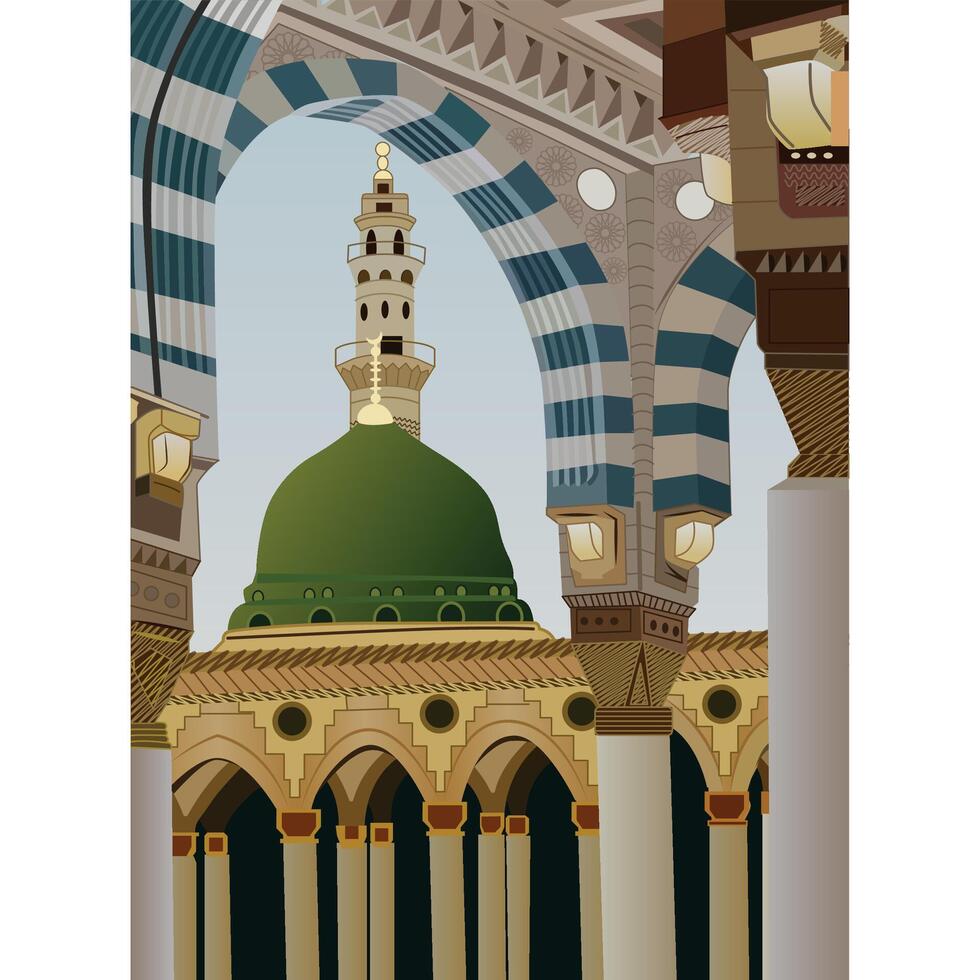 del profeta moschea vettore per Mawlid al nabi o al Mawlid al nabawi