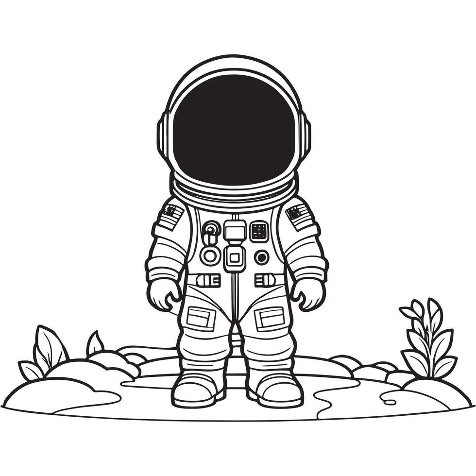 bambini astronauta schema colorazione pagina illustrazione per bambini e adulto vettore