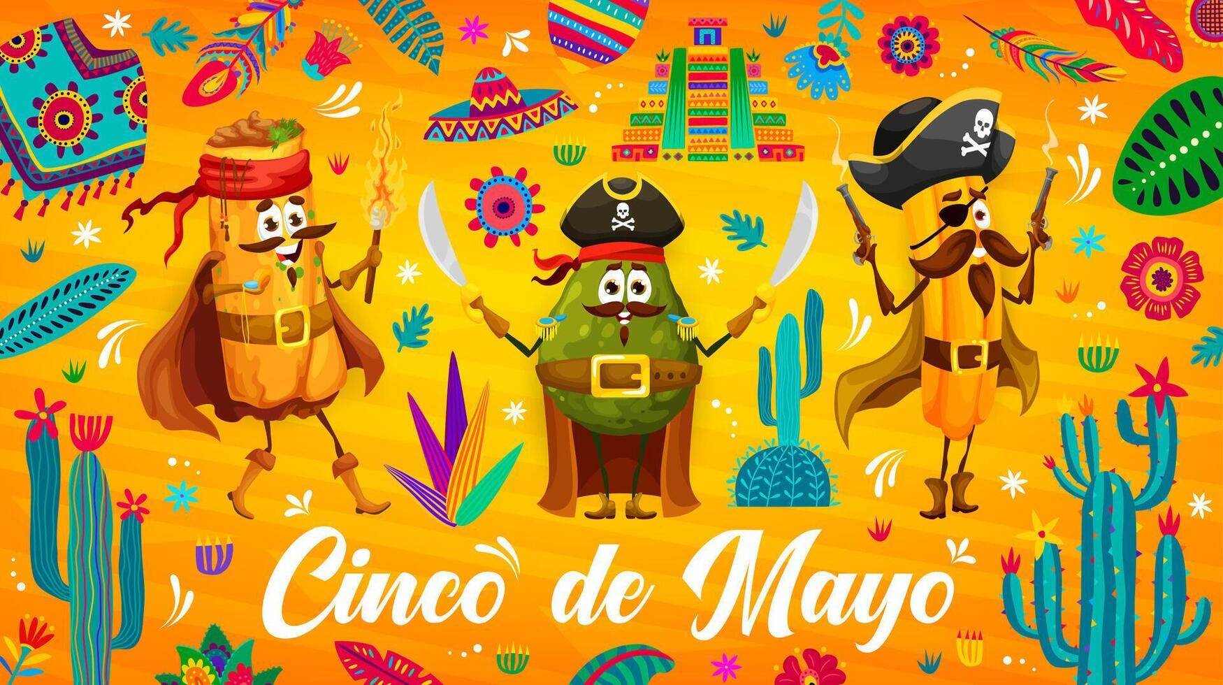 cinco de mayo messicano vacanza, tex mex personaggi vettore